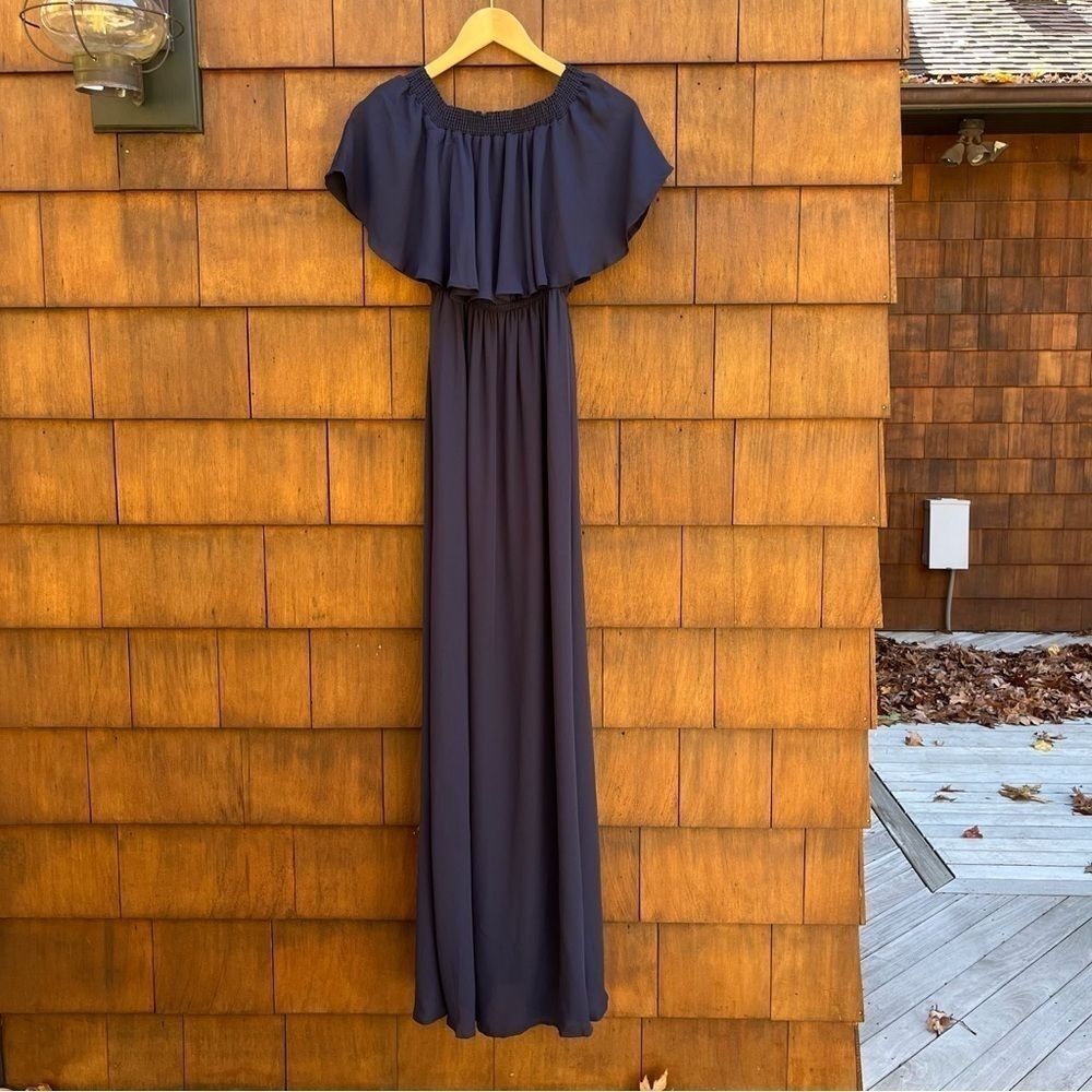 Show Me Your Mumu Hacienda Strapless Ruffle Rich Navy Blue Maxi Dress Sz XS NWT - Picture 3 of 16